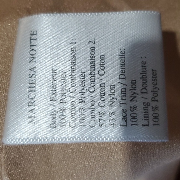 NWT Marchesa Notte off white striped mesh over lace high low hem dress - Picture 9 of 10